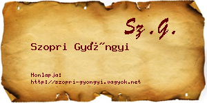 Szopri Gyöngyi névjegykártya